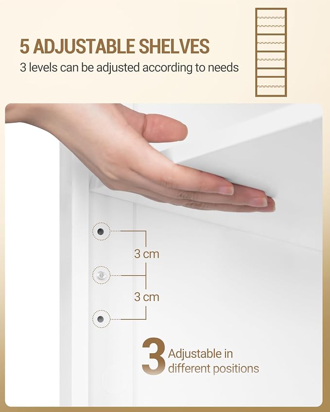 Hzuaneri Shoe Storage Cabinet, 10 Tiers Freestanding Shoe Cabinets, Wooden Shoes Rack with Cubby, 27-30 Pairs, Farmhouse Tall Shoes Cubby Organizer for Entryway, Living Room, White SR52603X - Image 4