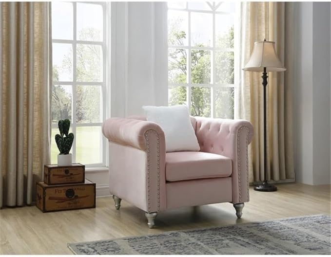 Glory Furniture Raisa Velvet Chair in Pink