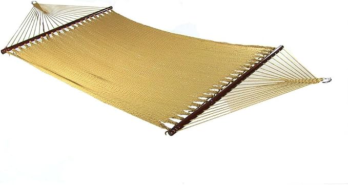 Sunnydaze Soft-Spun Polyester Rope Double Hammock for Outside - 600-Pound Weight Capacity Extra Large Hammock - Tan - Image 10