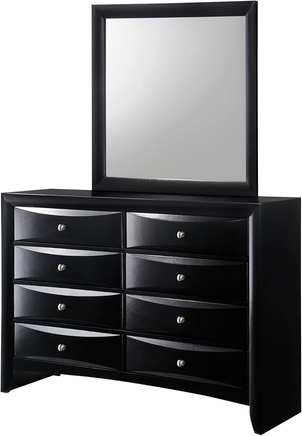 6pc Master Bedroom Set Black Finish Solid Wood Platform King Size Captain's Bed Wooden Furniture