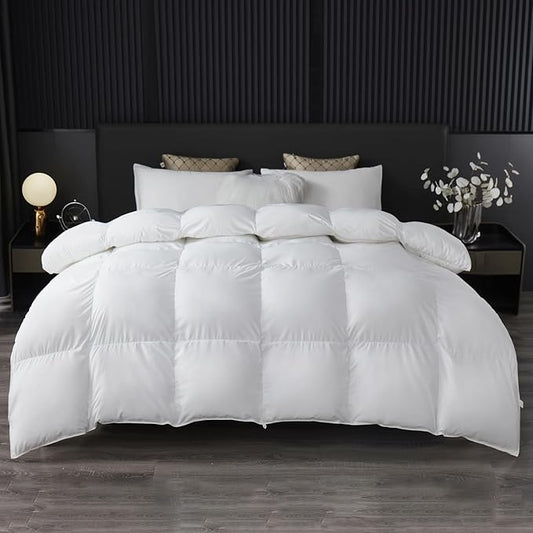 MH MYLUNE HOME Fluffy Down Alternative Comforter, All Season Duvet Insert Lightweight Bed Comforter Insert White Baffle Box Stitched with Corner Tabs (Twin XL All Season 90"x68")