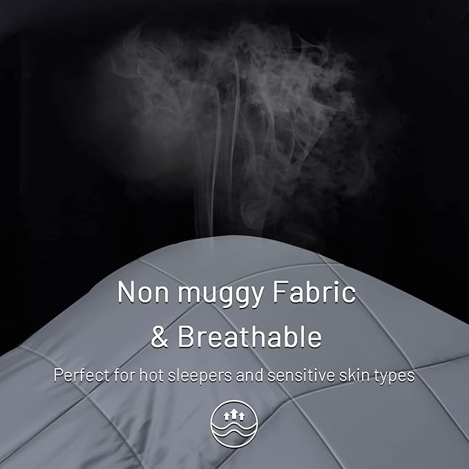 NEXHOME PRO Cooling Comforter King, Organic Natural Duvet Insert, Summer Lightweight Cooling Blanket, Bedding Down Alternative Cool Comforters for Hot Sleepers, 8 Corner Tabs, Grey 90" x 108"