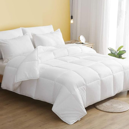 DWR 100% Cotton Fabric Covered Down Alternative Comforter| All-Season Weight, King (104x88)