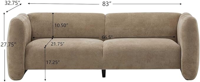 Christopher Knight Home Ahri 83'' Wood Frame Lounge Sofa Couch with Wave Design, Soft Seating 3-Seater Sofa with Armrests, Comfy Velvet Upholstered Home Sofa for Living Room and Office, Camel