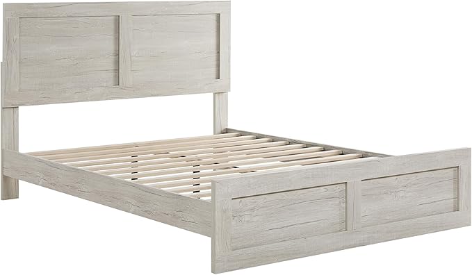 KISLOT Wood Bed Frame, Full Size Wooden Platform Bed Frame with Headboard and Footboard Mattress Foundation Farmhouse Bedroom Furniture No Box Spring Needed