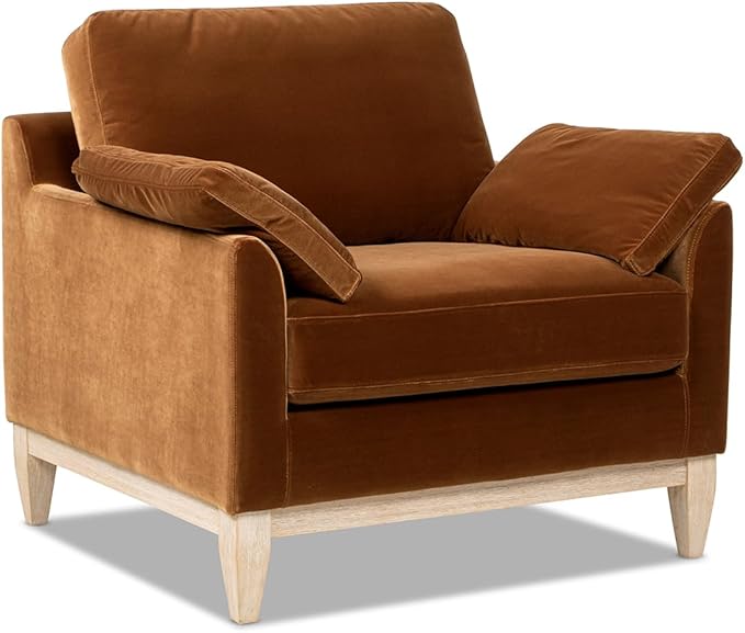 Jennifer Taylor Home Pasadena 36" Wide Modern Farmhouse Accent Arm Chair, Burnt Orange Performance Velvet