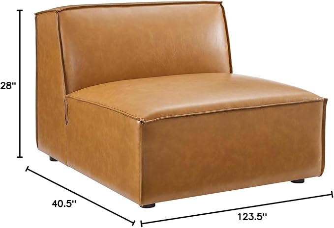 Modway Restore Vegan Leather Sectional 3-Seater Sofa in Tan