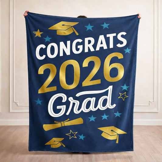Graduation Gifts Blanket Class of 2026 ?€? Congrats Grad Throw Blanket 50x60 Inch, Classic Graduation Gift for Him Her, Soft Cozy Plush Blanket for College High School Graduate