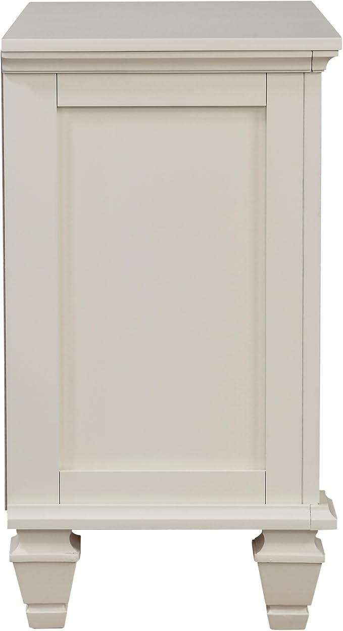 Coaster Home Furnishings - Sandy Beach - Wood - 3-Drawer Nightstand with Pull-Out Service Tray, Felt-Lined Top Drawer and Brushed Nickel Hardware - Bedroom - Cream White - 201302 - Image 10