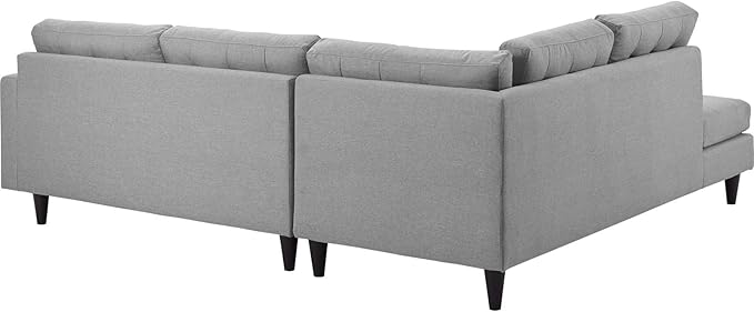Modway EEI-2798-LGR Empress Mid-Century Modern Upholstered Fabric Left-Facing Sectional Sofa in Light Gray