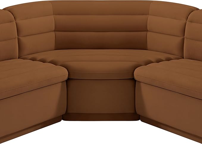 Meridian Furniture 194Saddle-Sectional Cascade Collection Modern | Contemporary Modular Sectional with Soft Saddle Velvet Fabric, Deep Channel Tufting, Curved Arms, 148" W x 80" D x 28" H, Saddle