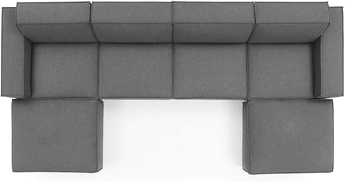 Modway Restore 6-Piece Upholstered Sectional Sofa in Charcoal