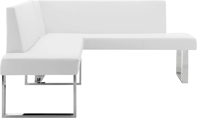 Armen Living Amanda Sectional in White and Chrome Finish 79.5"x58"x22"