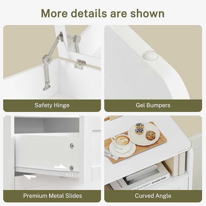 TEENFON Dresser for Bedroom, Tall White Dresser with 4 Drawers, Dressers with Mirror, Chest of Drawers for Bedroom, Living Room, Closet, Hallway, White - Image 9