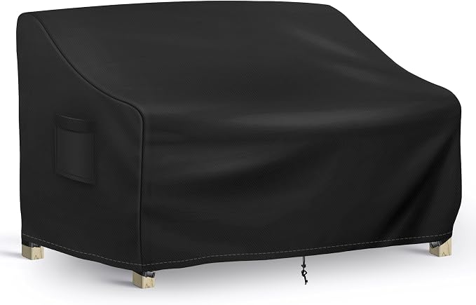 Richwon Patio Loveseat Cover Waterproof, 2-Seater Outdoor loveseat Cover, Patio Furniture Covers with Air Vent and Handles, 60W x 42D x 30H Inches, Black by Richwon