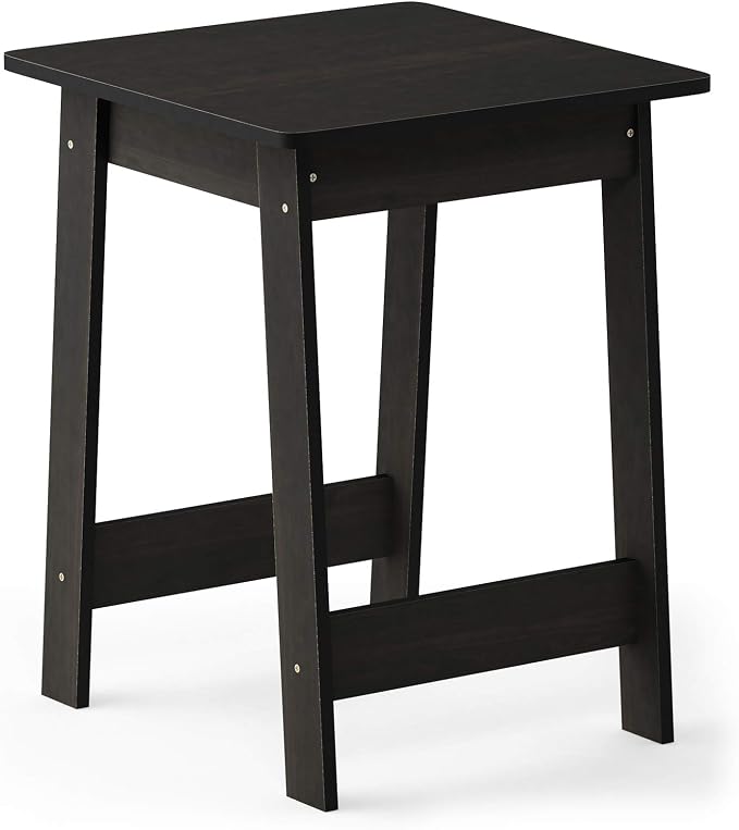 Furinno BEGINNING Side Table, Square Modern End Table with H-Legs, Night Stand, Bedside Table, Soft Edges, Easy Assembly, for Living Room, Bedroom, Espresso - Image 6
