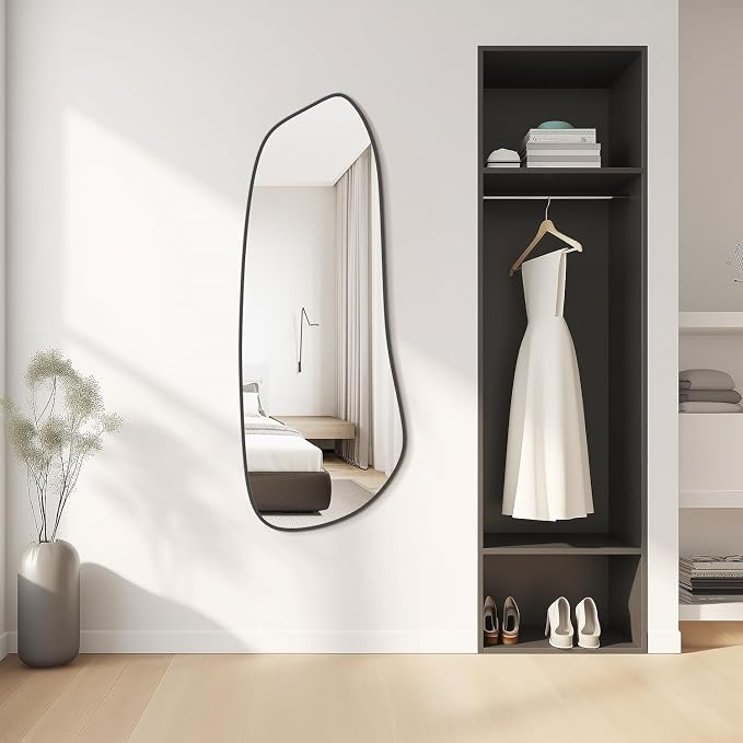 WallBeyond Irregular Wall Mirror, Asymmetrical Mirror Wall Mounted with Black Framed for Living Room, Bathroom, Bedroom, Entryway Wall Decor, 46"×18", Black - Image 5