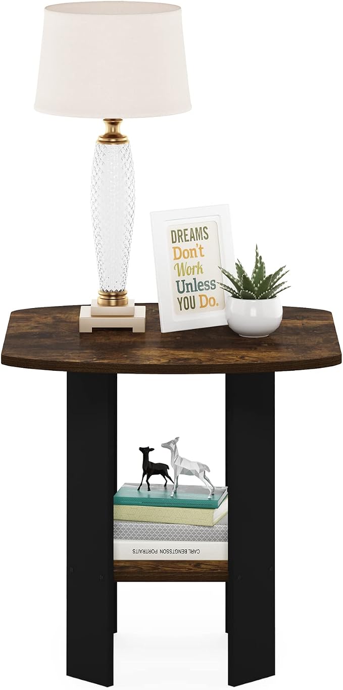 Furinno SIMPLE DESIGN Side Table, 2-Tier Modern End Table with Soft Edges, Open Shelves Night Stand, Bedside Table, for Living Room, Bedroom, Amber Pine - Image 4