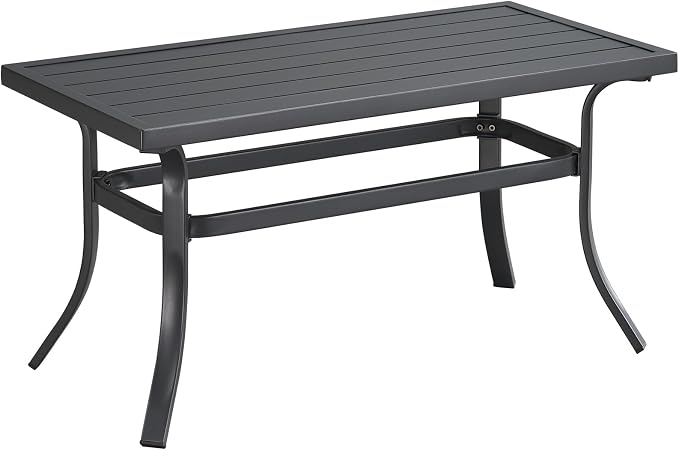 ONBRILL Small Metal Outdoor Coffee Side Table, Steel Coffee Tables for Patio, Outside, Garden, Balcony, Backyard and Living Room, Rectangle, Grey by ONBRILL