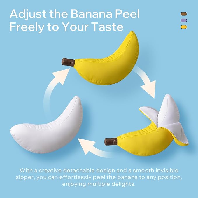 Phantoscope Fruit Outdoor Shaped Pillow Series Banana Shaped Waterproof Outdoor Throw Pillow with Leather Decorative, Cushions for Fun Home Decor for Patio, Pool, Yellow, 20.5 x 6.5 inches