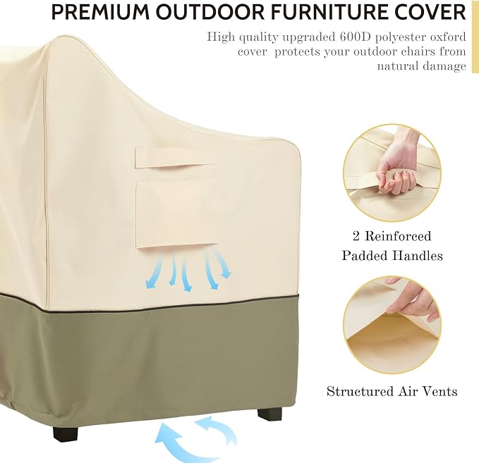 COSFLY Patio Furniture Covers Waterproof, Outdoor Chair Covers 1 Pack Heavy Duty - Fits up to 29W x 30D x36H Inches (1 Pack) - Image 5