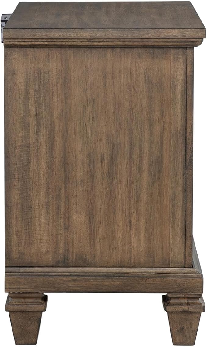 New Classic Furniture Mariana Wood 2-Drawer Nightstand with USB, Vintage Mocha - Image 5