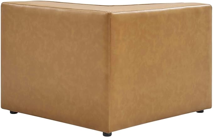Modway Mingle Vegan Leather 7-Piece Sectional Sofa in Tan