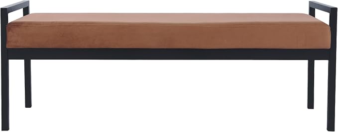 HomePop Modern Velvet Metal Bench| Modern Bench with Metal Leg | Bench for Living Room & Bedroom | Decorative Home Furniture - Cognac Velvet - Image 5