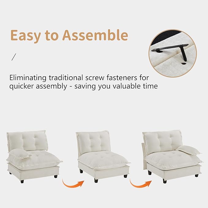 Oversized Modular Sectional Sofa with Reversible Ottoman, 138" Wide L-Shaped Chenille Cloud Couch for Living Room, Deep Seat Furniture Set with Detachable Pillow Armrest and Thickness Cushions | Free Combination, Tufted