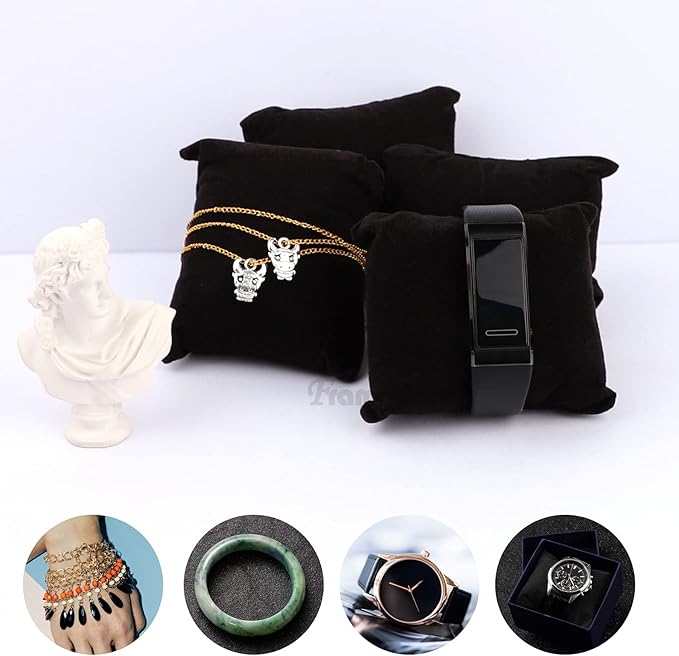 Framendino, 20 Pack Small Black Watch Pillow Velvet Bracelet Jewelry Displays Bangle Cushions Stand for Boxs