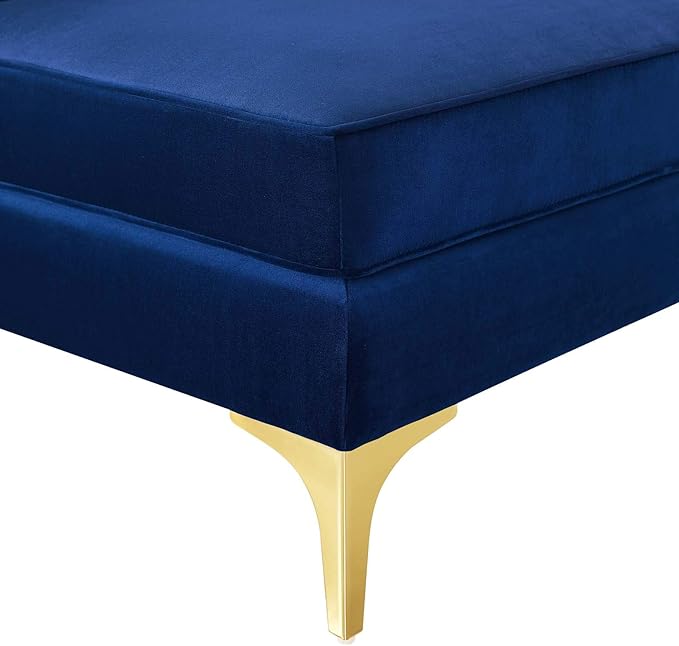 Modway Triumph Channel Tufted Performance Velvet Sectional Sofa Corner Chair, Navy, 31.5 x 31.5 x 30.5