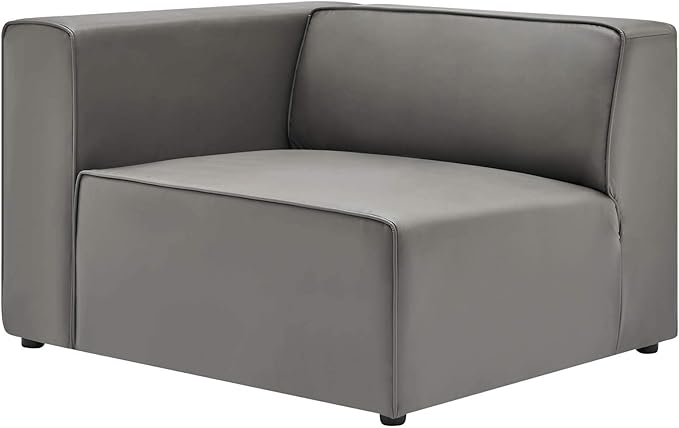 Modway Mingle Vegan Leather Sectional Sofa Left-Arm Chair in Gray