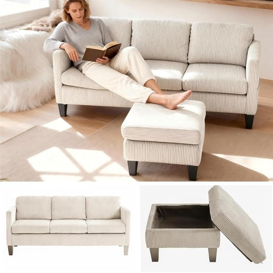 L Shaped Couch, Convertible Sleeper Sofa Bed with Chaise Lounge Storage, Sectional Couches for Living Room, Lounge Sectional Couch for Apartment and Small Spaces, Off-White