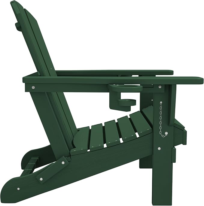 SERWALL Adirondack Chair with Cup Holders - Composite Adirondack Chairs Set of 2 HDPE Outdoor Chairs All Weather Use- Green - Image 12