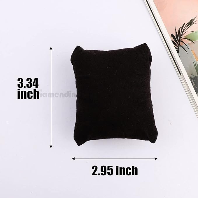 Framendino, 20 Pack Small Black Watch Pillow Velvet Bracelet Jewelry Displays Bangle Cushions Stand for Boxs