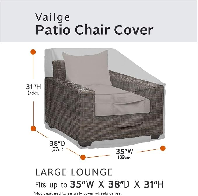 Vailge Patio Chair Covers, Lounge Deep Seat Cover, Heavy Duty and Waterproof Outdoor Lawn Patio Furniture Covers (4 Pack - Large, Grey) - Image 2