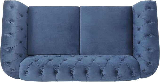 LEVNARY Velvet Sofa, Chesterfield Tufted Upholstered 2 Seater Couch, Modern Loveseat Couch Classic Furniture for Living Room Bedroom (Blue)