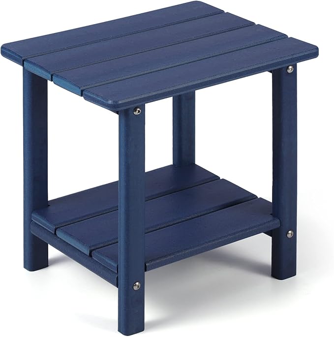 Apolimi Adirondack Outdoor Side Table, 2-Tier Sturdy Patio End Table Weather Resistant, 16.5" Solid Side Table for Patio, Pool, Porch(Navy Blue) by Apolimi