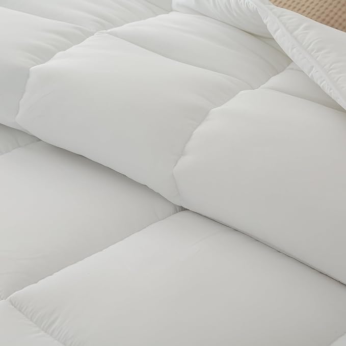 Dorrin Nessin Down Alternative Comforter Duvet Inserts Queen Size 90x90 All Season, Ultra Soft Double Brushed Microfiber Shell, Classic Box Stitched with 8 Corner Tabs