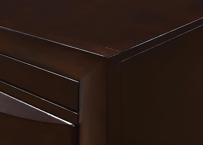 6pc Master Bedroom Set Brown Cherry Finish Solid Wood Platform King Size Captain's Bed Wooden Furniture