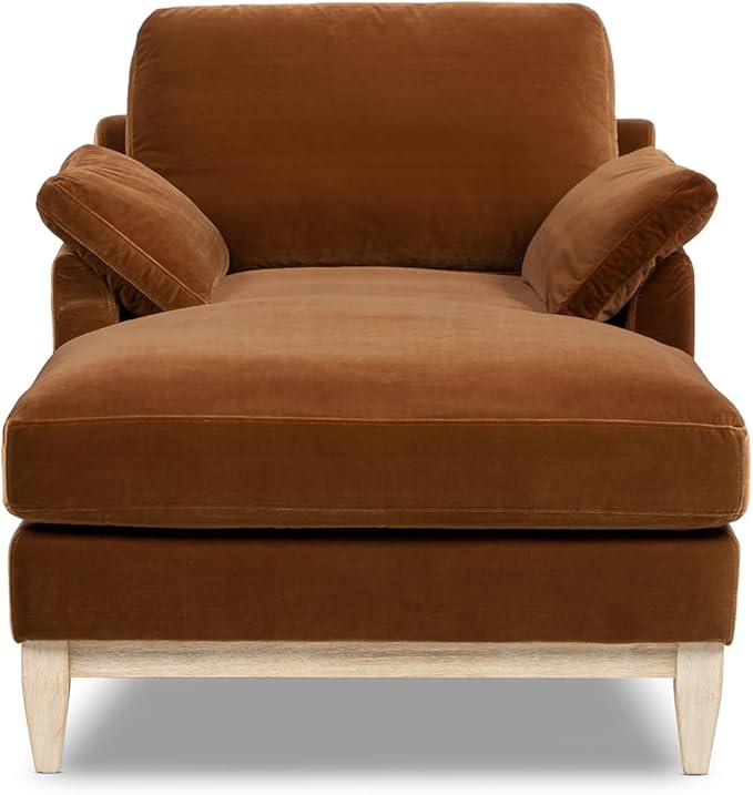 Jennifer Taylor Home Pasadena Modern Farmhouse Chaise Lounge Chair, Burnt Orange Performance Velvet