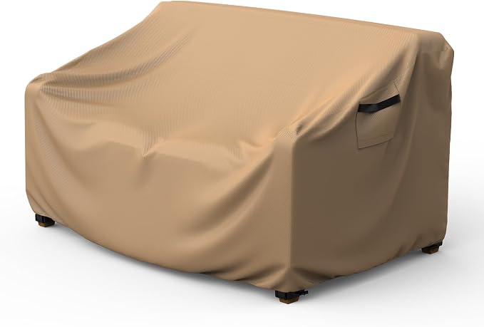 Heavy Duty Patio Sofa Cover, Mrrihand 2-Seater Outdoor Sofa Loveseat Cover, Outdoor Patio Furniture Cover with Air Vent and Handles, 104" W×40" D×35" H, Brown by Mrrihand