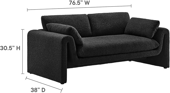 Modway EEI-6381-BLK Waverly Boucle Fabric Sofa, Black