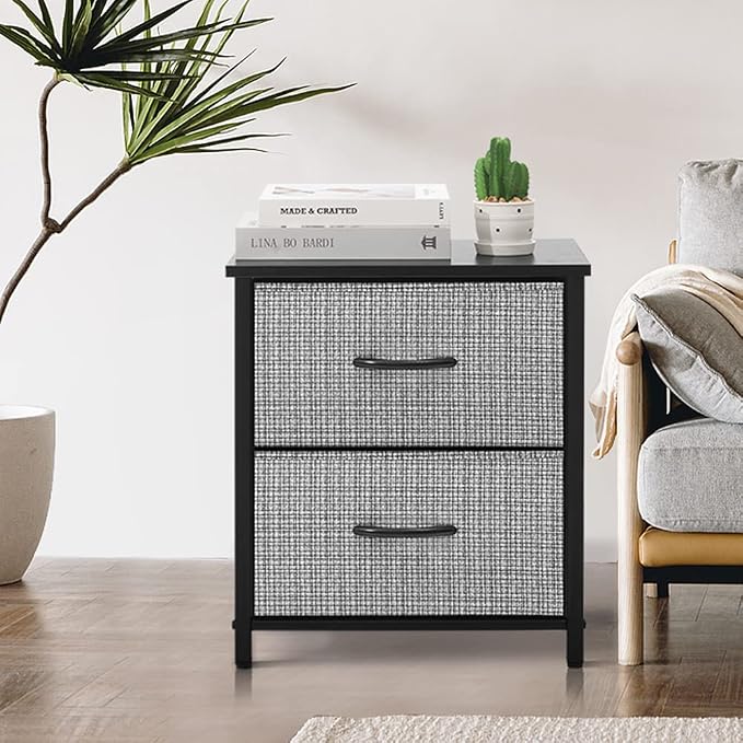AZL1 Life Concept Storage Dresser Furniture Organizer Unit with 2 Drawers for Bedroom, Hallway, Entryway and Closets, Black and White, 11.8 x 17.7 x 19.7 inches - Image 2
