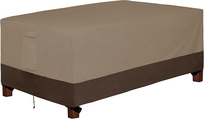 Easy-Going 600D Heavy Duty Rectangular Table Cover UV Resistant and Waterproof Outdoor Lawn Patio Furniture Cover (72" Lx44 Wx23 H, Camel/Dark Brown) by Easy-Going