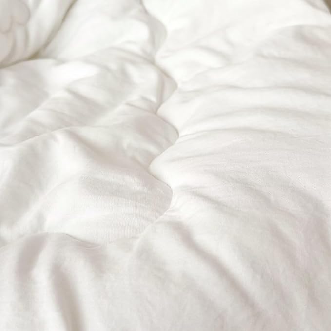 BuLuTu White Down Alternative Comforter for Crib Toddler Bed, Soft Breathable Quilted Blankets, Extra Warm Duvet Insert, Machine Washable, 47x59 Inch, Medium Weight Comforter, 1.9 Pounds