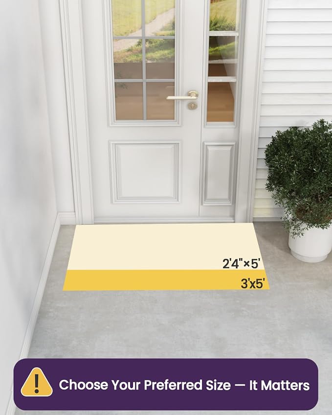 DEXI Front Door Mat Outside Entrance, 27.5x59 Large Entryway Rubber Back Doormat Heavy Duty, Non Slip Low Profile Welcome Entry Mats for Inside House Floor Exterior Patio, Floral Blue - Image 2