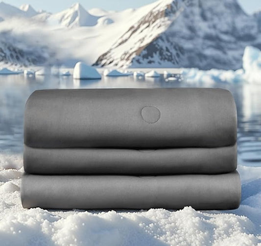 Queen Cooling Comforter with Tencel™ Fill for Hot Sleepers & Night Sweats - Lightweight, Breathable,Double-Sided Cold Blanket All Season Thin Bedding (Grey, Full/Queen 90"x 90")