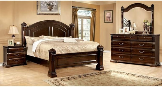 Furniture of America Tay Traditional Cherry 4-Piece Bedroom Set Queen