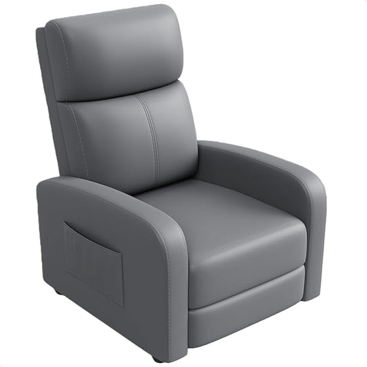 Garvee Recliner Chair for Adults Set of 2 PU Leather Lazy Recliner Ergonomic Adjustable Single Sofa Enhanced with Side Pocket, Tall Back, Wide Arms & Padded Seat, Home Theater Seating for Living Room